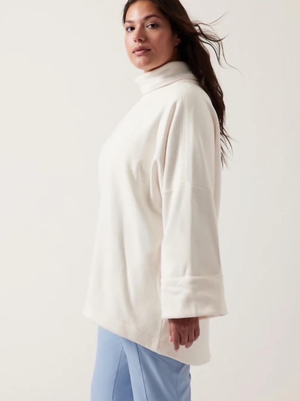 Athleta Cozy Karma Funnel Neck Oversized Sweater Magnolia White Large